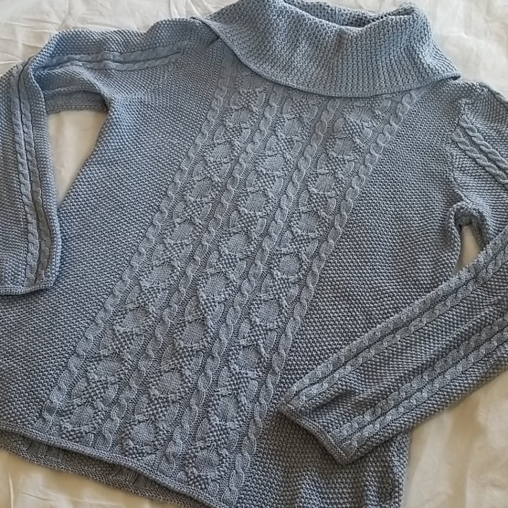 Jeanne Pierre Blue Cowlneck Sweater